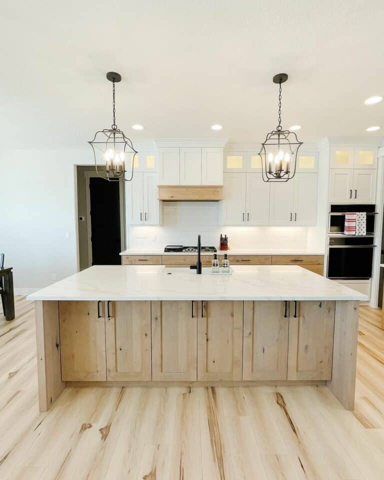 Modern Farmhouse Kitchen Recessed and Pendant Lighting