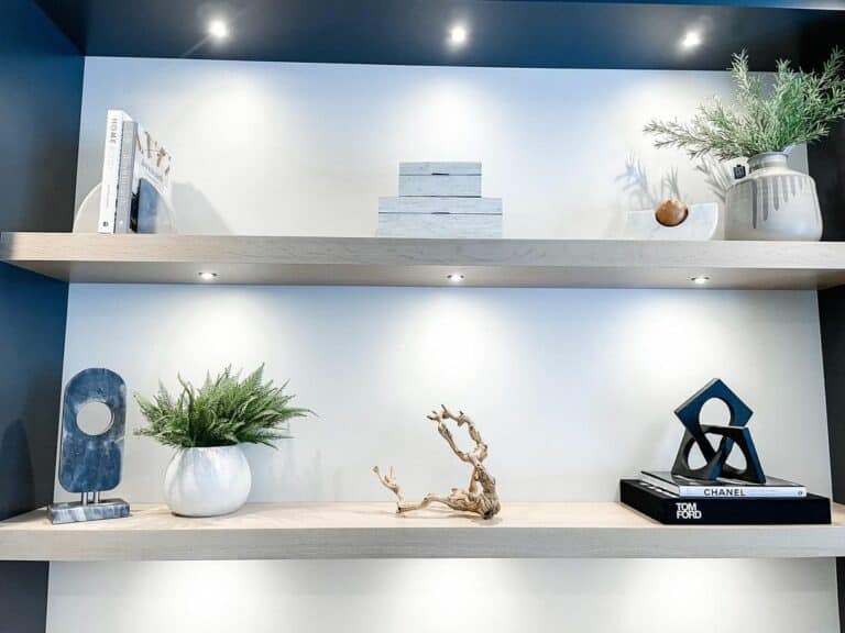 Recessed Shelving Lights for a Built-in Bookcase