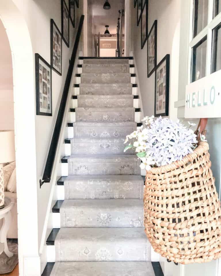 Ascending Gallery Wall Layouts for a Stairwell