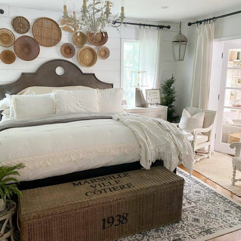 Woven Bench and Plush Bedding