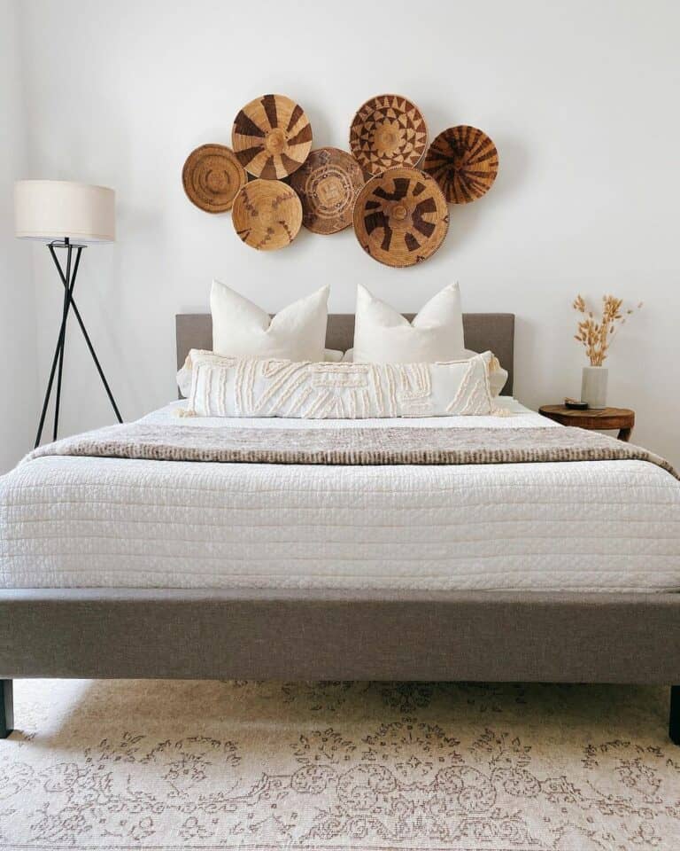 Gray Bedframe With White Bedding