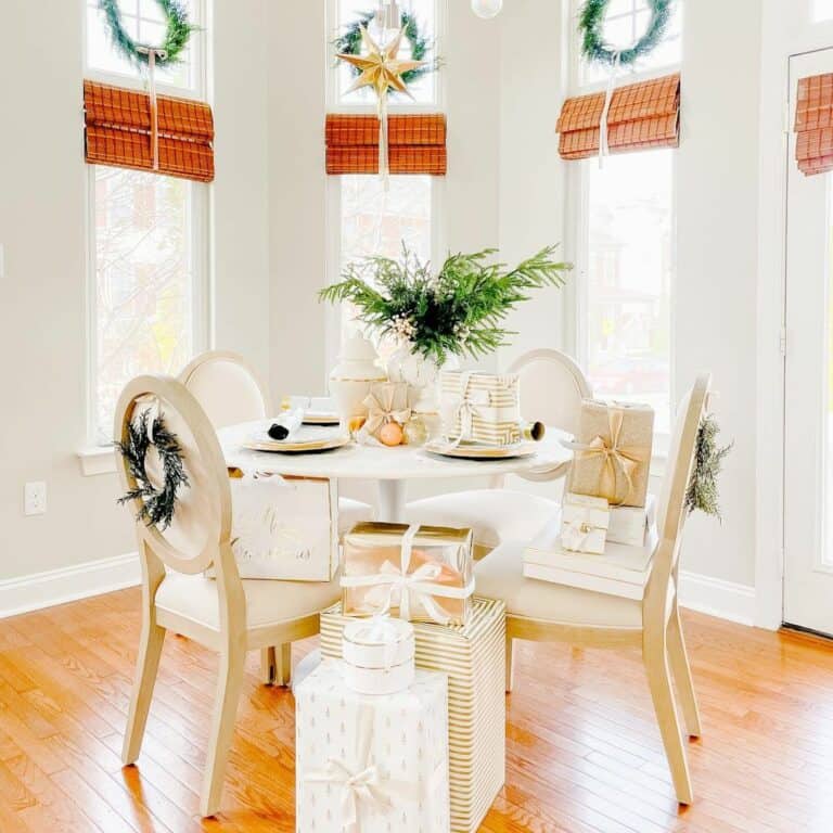 Wreaths With Gold Draped Ribbon