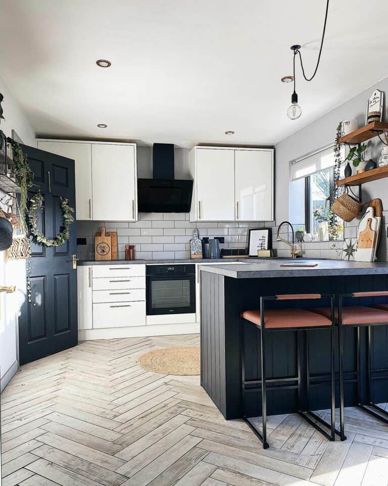 Black Pantry With Matching Peninsula