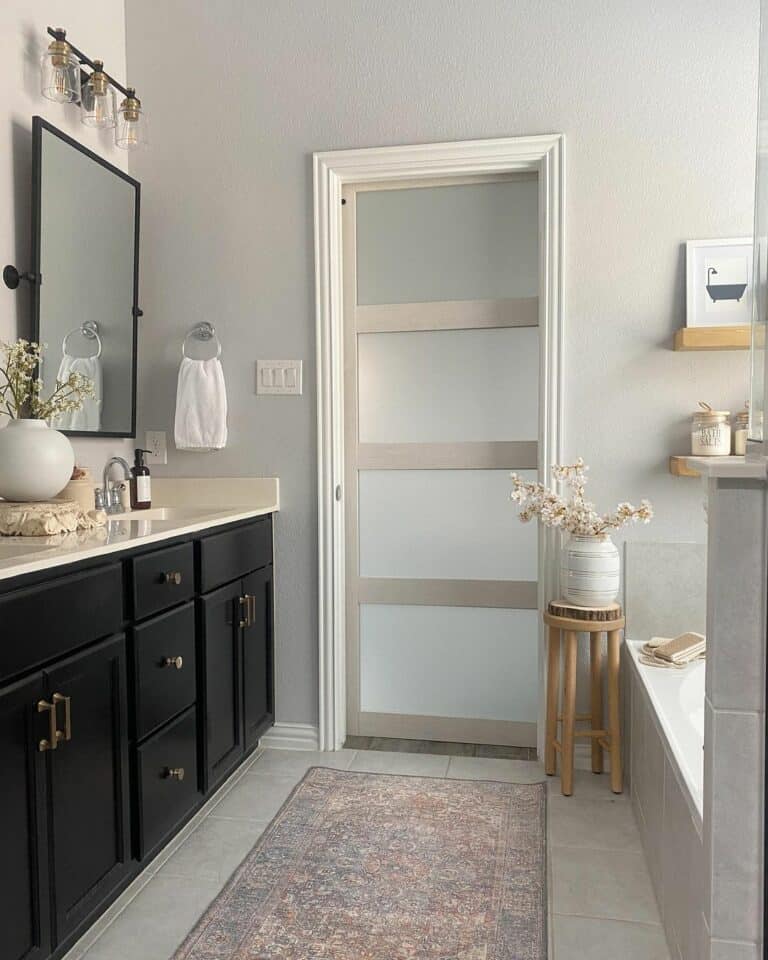 Black Sink Vanity in Neutral Bathroom