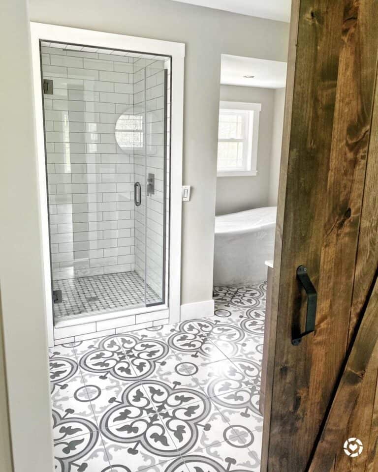 Barn Door in Modern Bathroom