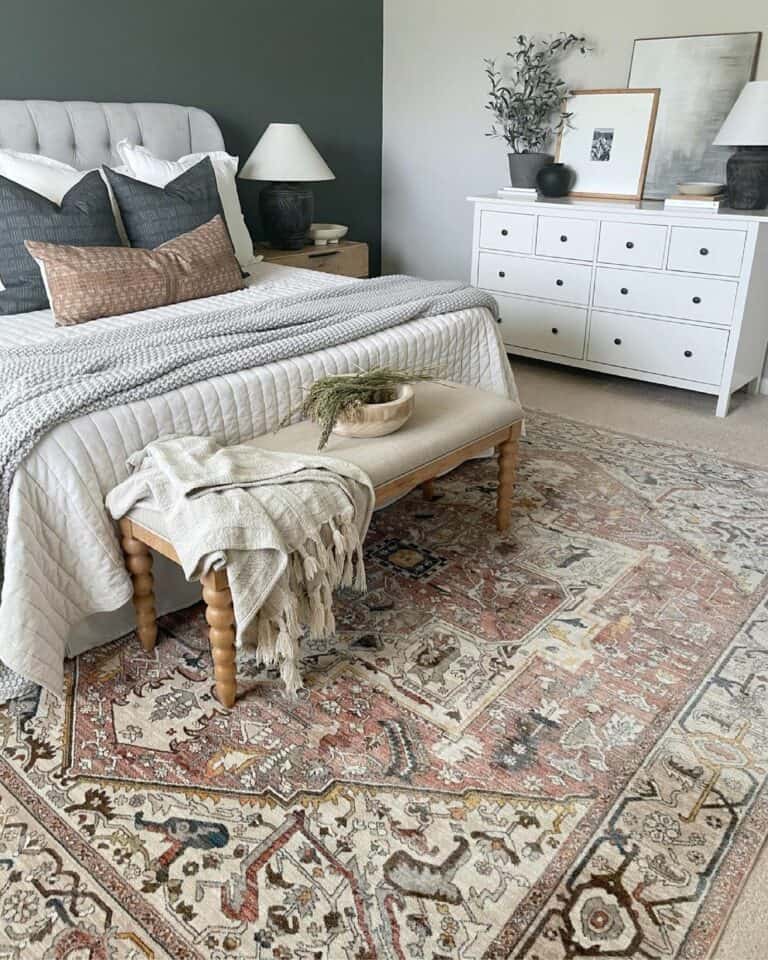 Grey Blanket on a White Coverlet