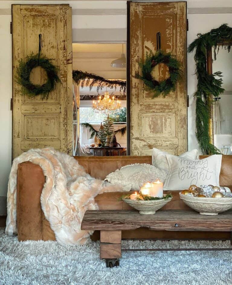 Rustic Getaway With Modern Leather Couch