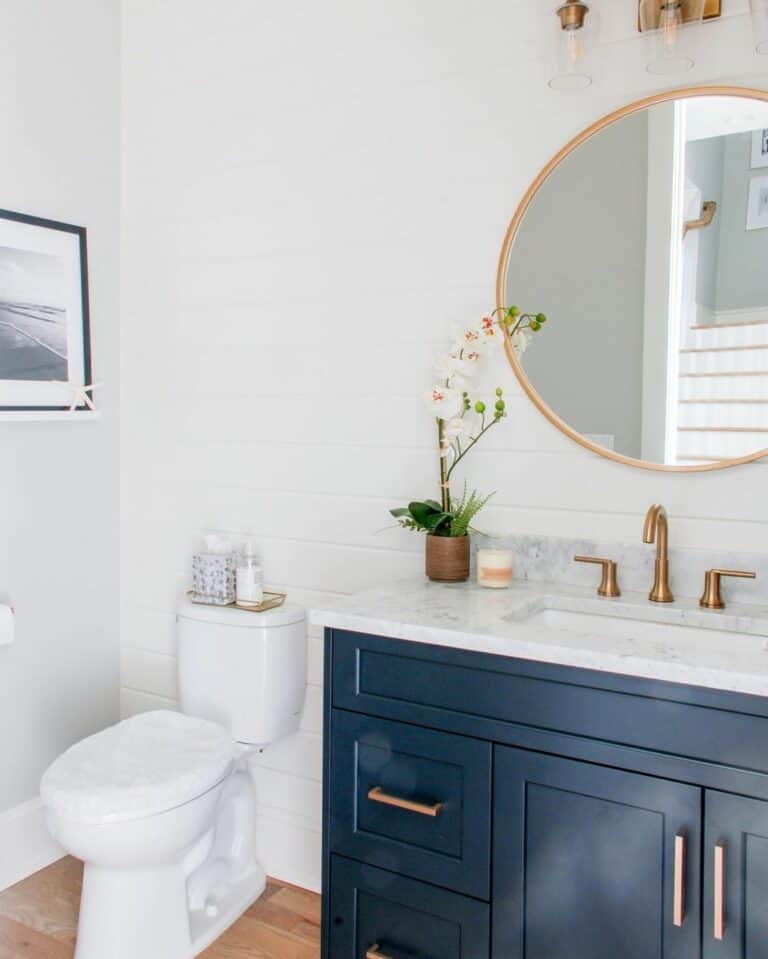 Coastal Blue Paint Inspiration for a Modern Guest Bathroom