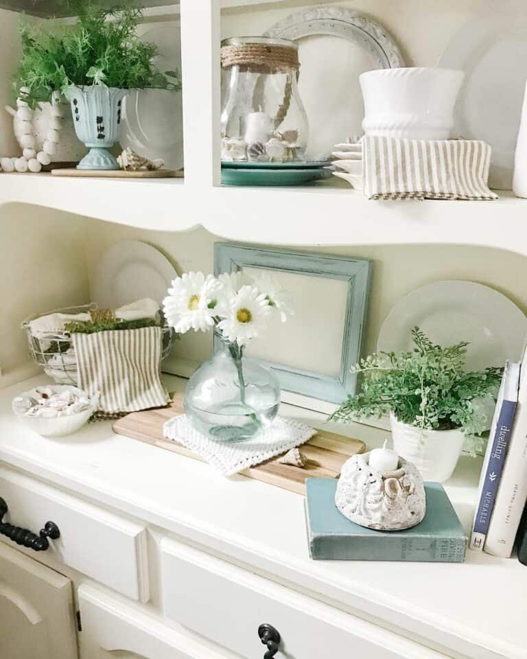 Coastal Décor for a Dining Room Hutch