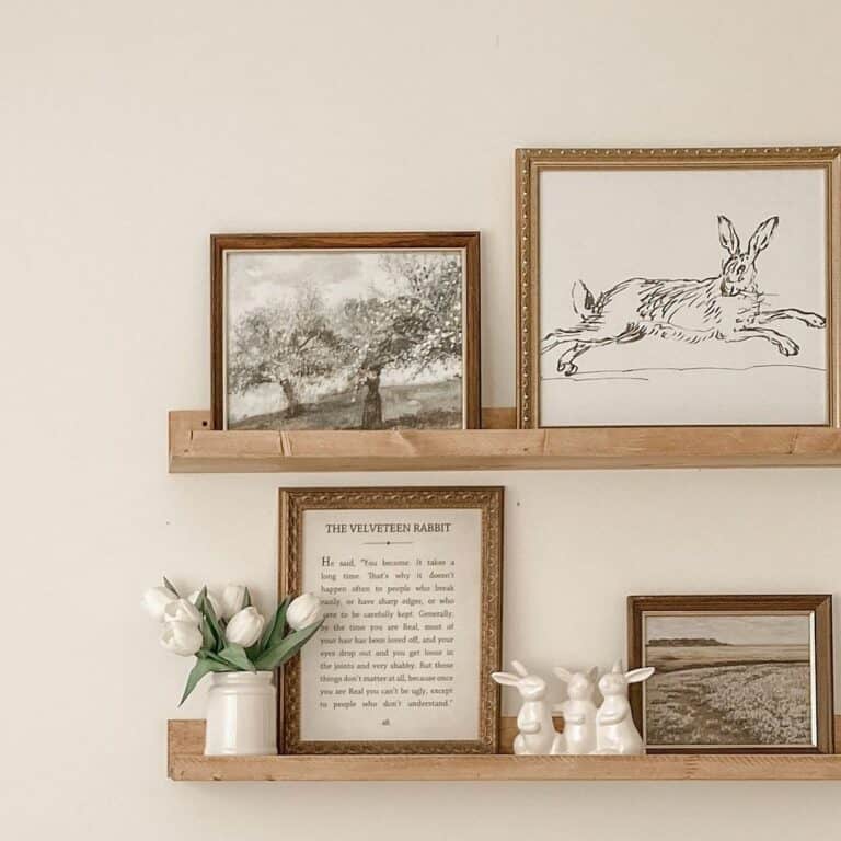 Spring-themed Corridor with Floating Shelves