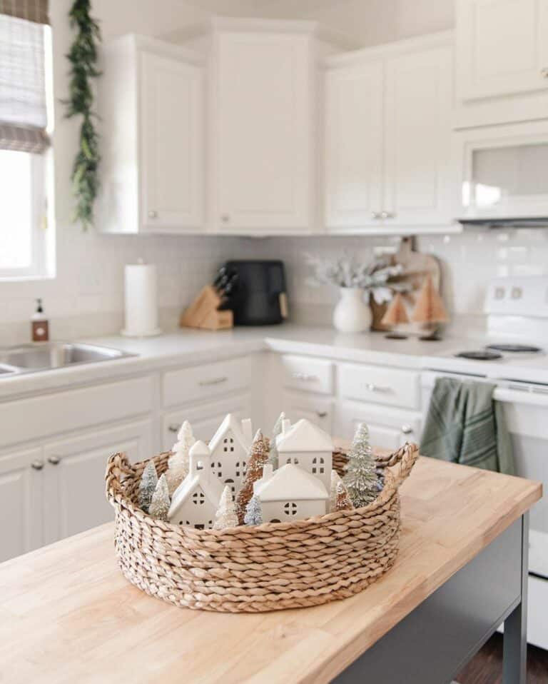 Woven Basket Centerpiece for Christmas