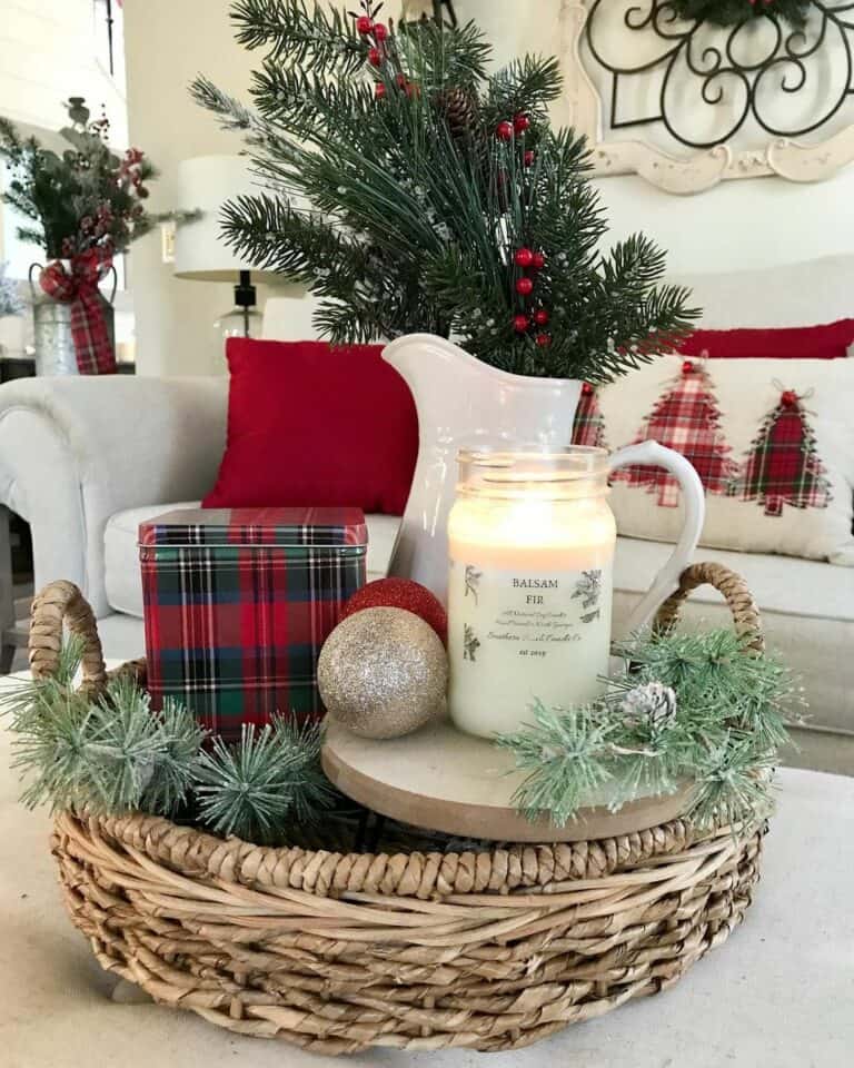 Coffee Table Centerpiece with Christmas Décor