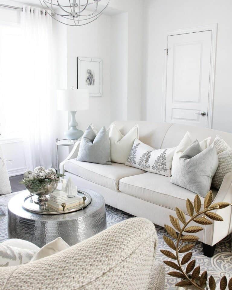 Silver Round Coffee Table Centerpiece