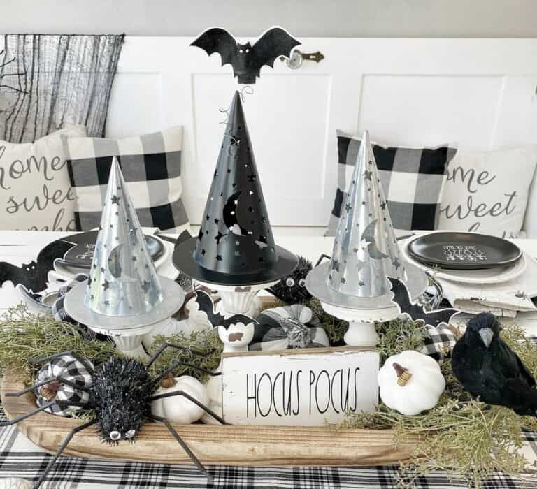 Black and Silver Centerpiece for Halloween