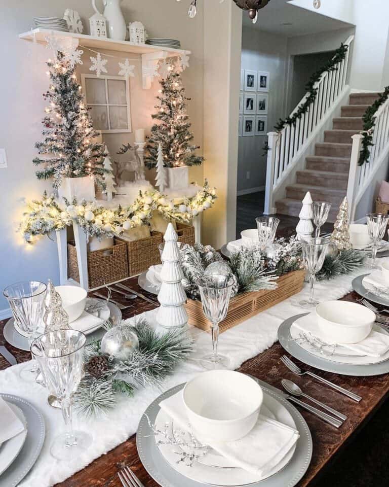 White Christmas Farmhouse Table Runner