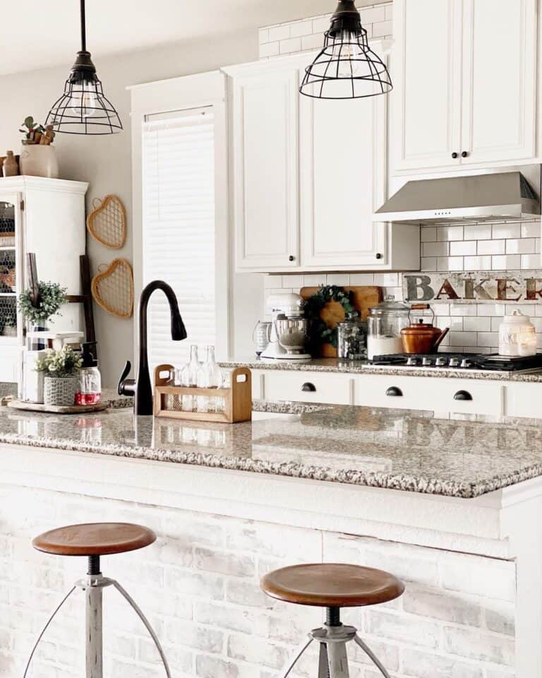 White Cabinets with Subway Tile Backsplash