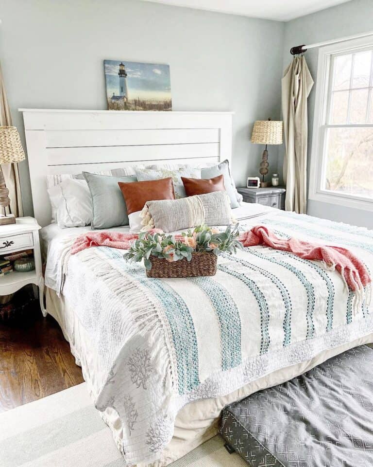 Farmhouse Lamps for Bedroom with Woven Shades