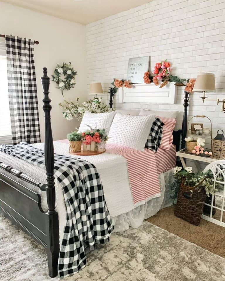 Black Turned Wood Four Poster Rustic Bed Frame