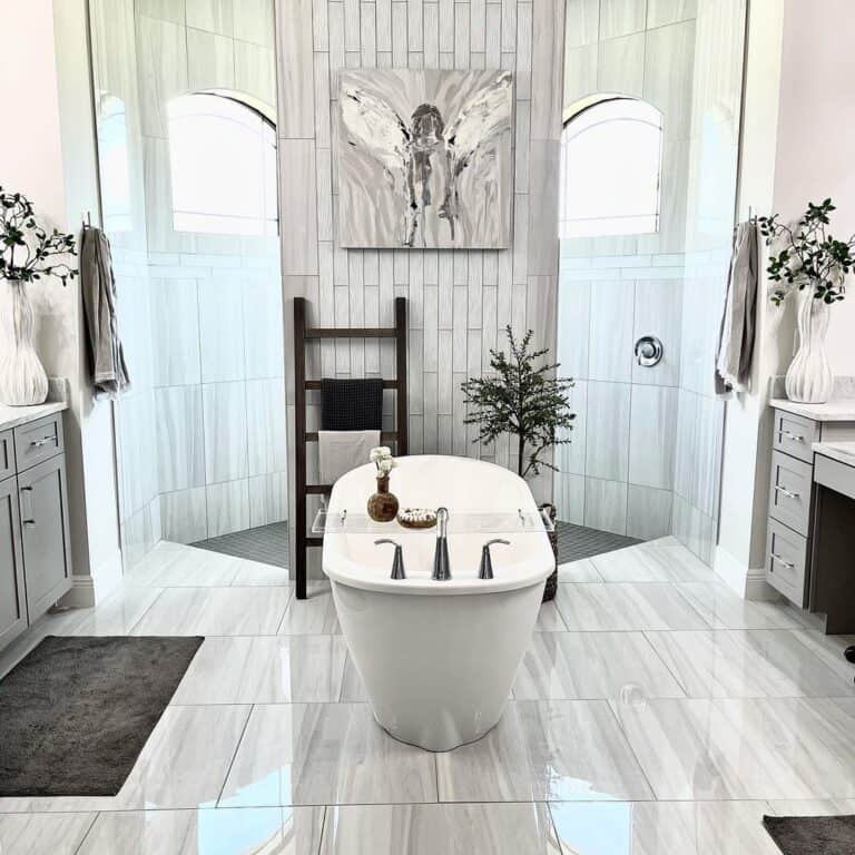 Gray Tile Walk Through Shower