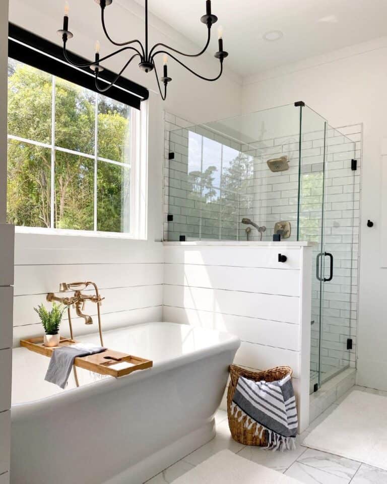 White Shiplap Freestanding Tub Surround