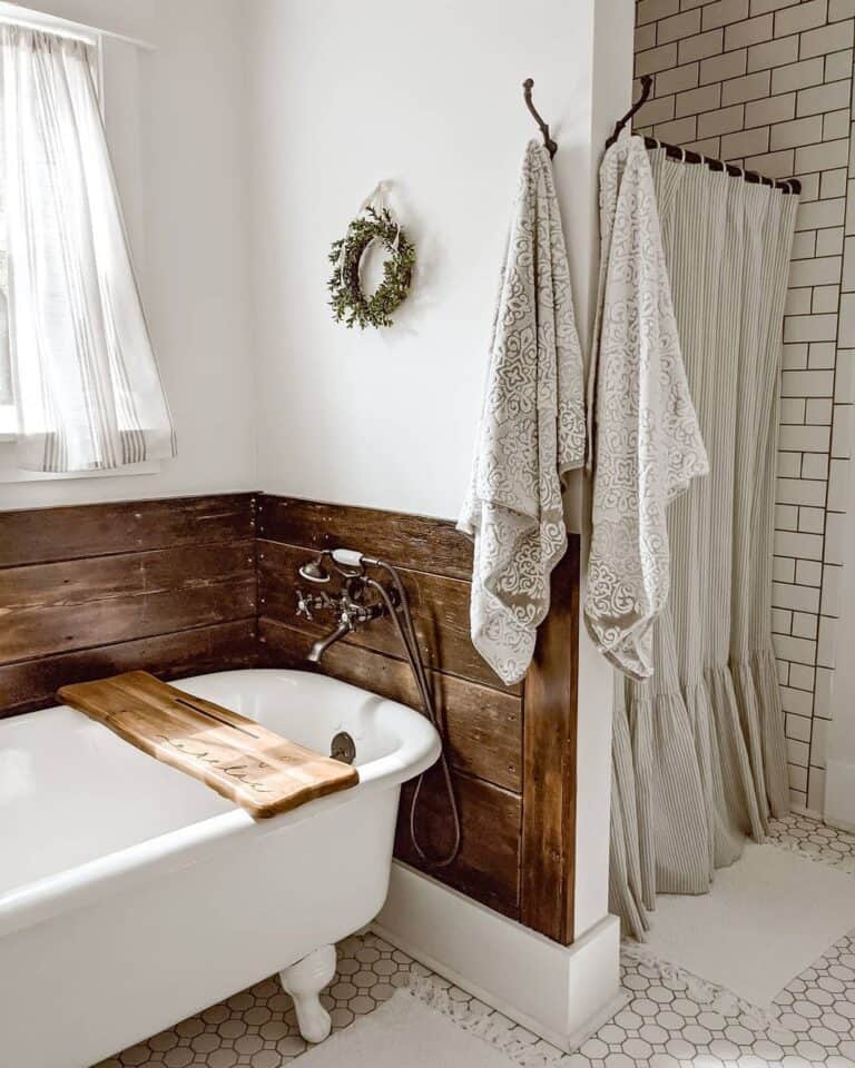 Brushed Nickel Finish Faucet on Reclaimed Wood