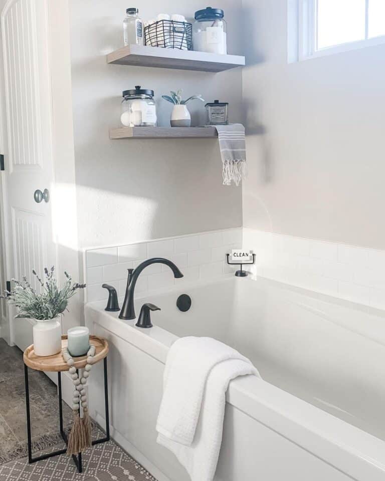 Drop-in Bathtub with Black Faucet Kit