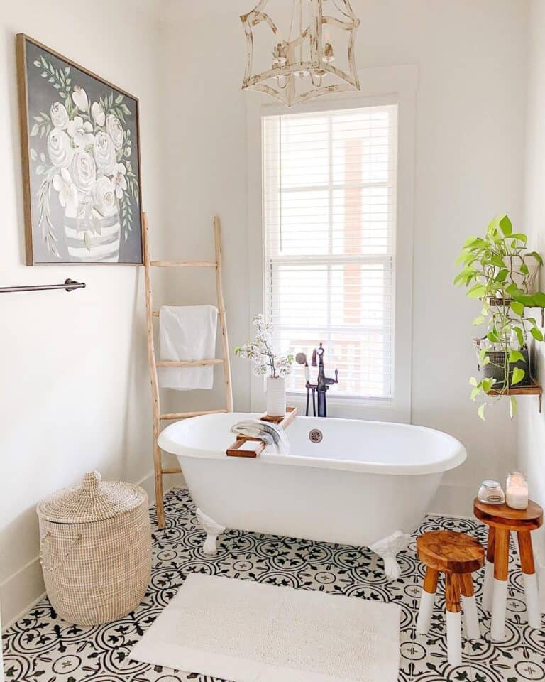 Freestanding Oval Tub on White Claw Feet