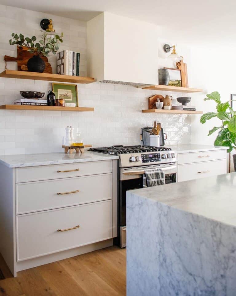 Brass Drawer Pulls on White Drawers