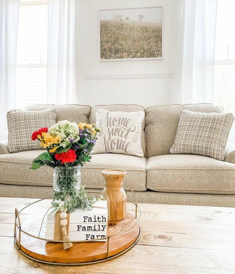 Sweet Farmhouse Home With Bright Flowers