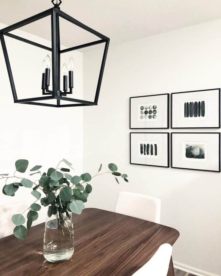 Black and White Artwork on a White Wall