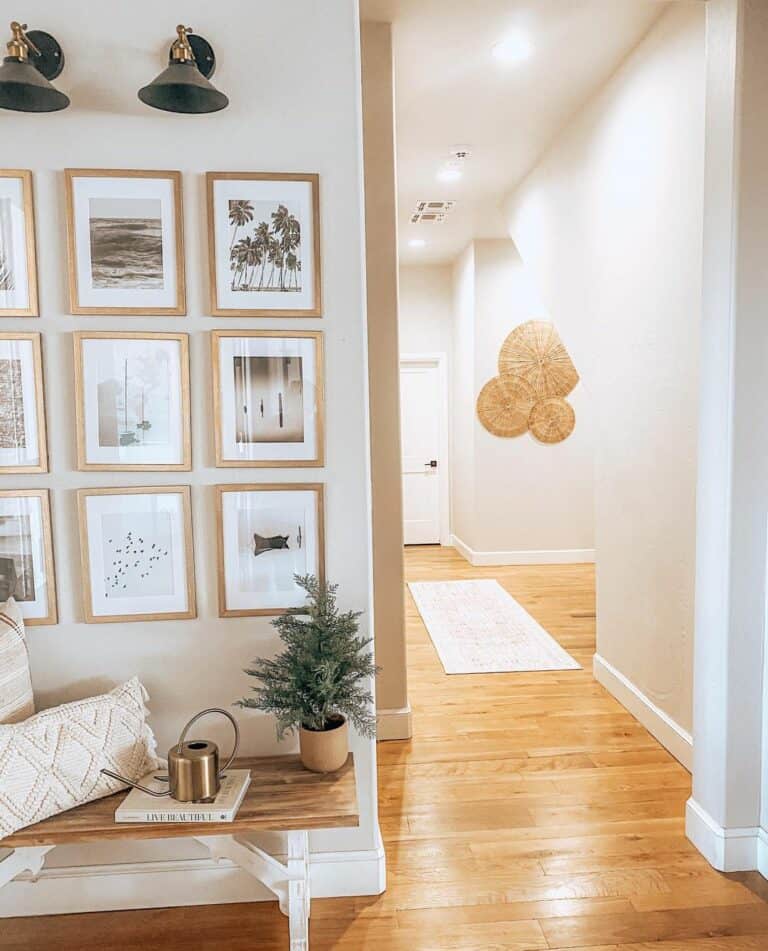 Gallery Wall Next to Hallway with Recessed Lighting
