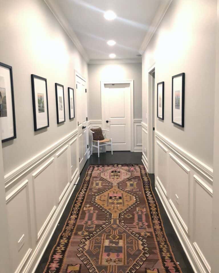 Inset Hallway Light Fixtures and Wainscoting Walls