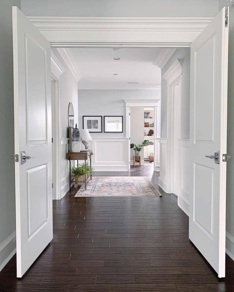Console Table in Hallway with Recessed Lighting