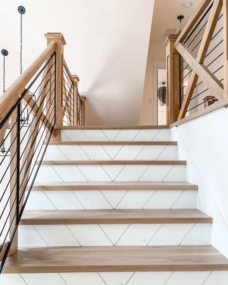 White Chevron Stair Risers