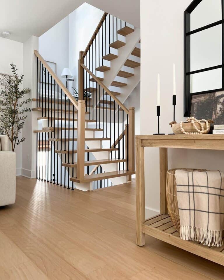 Wooden Console Table and Stairs