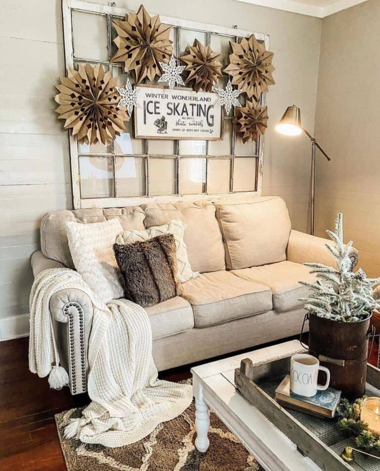 Winter Accessories on Wooden Window Pane