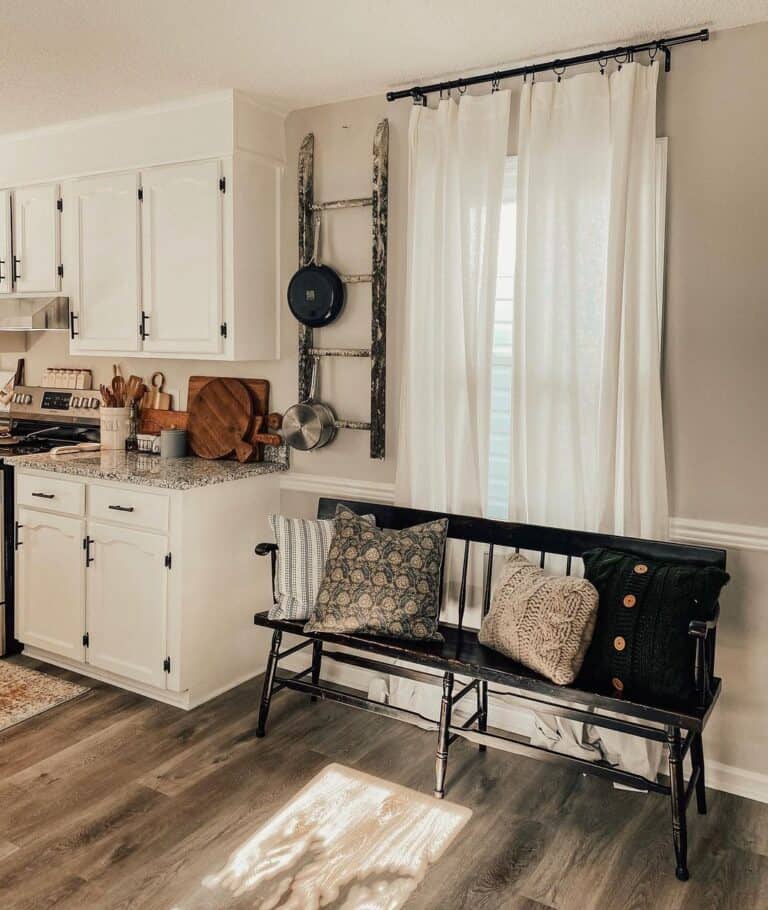 Farmhouse Wall Ideas with Ladder Display Rack