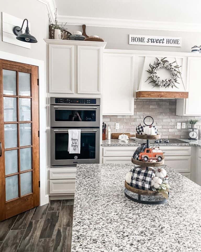 Wood Pantry Door in Farmhouse Kitchen