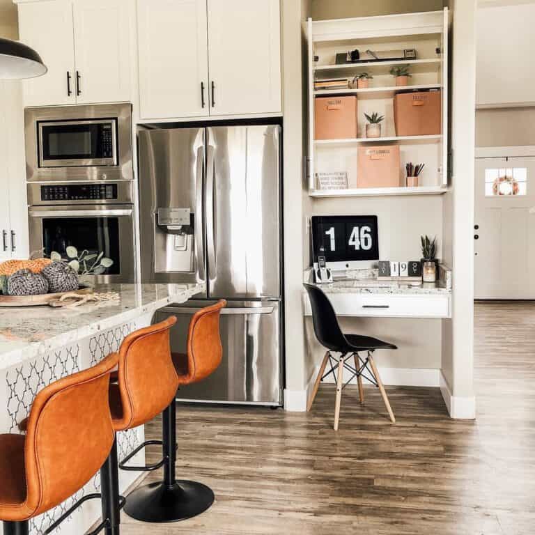 Farmhouse Kitchen Office Cubby with Blush Accents