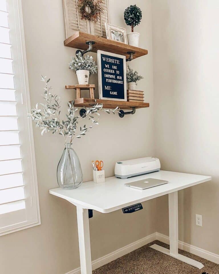 Modern Farmhouse Desk with Floating Shelves
