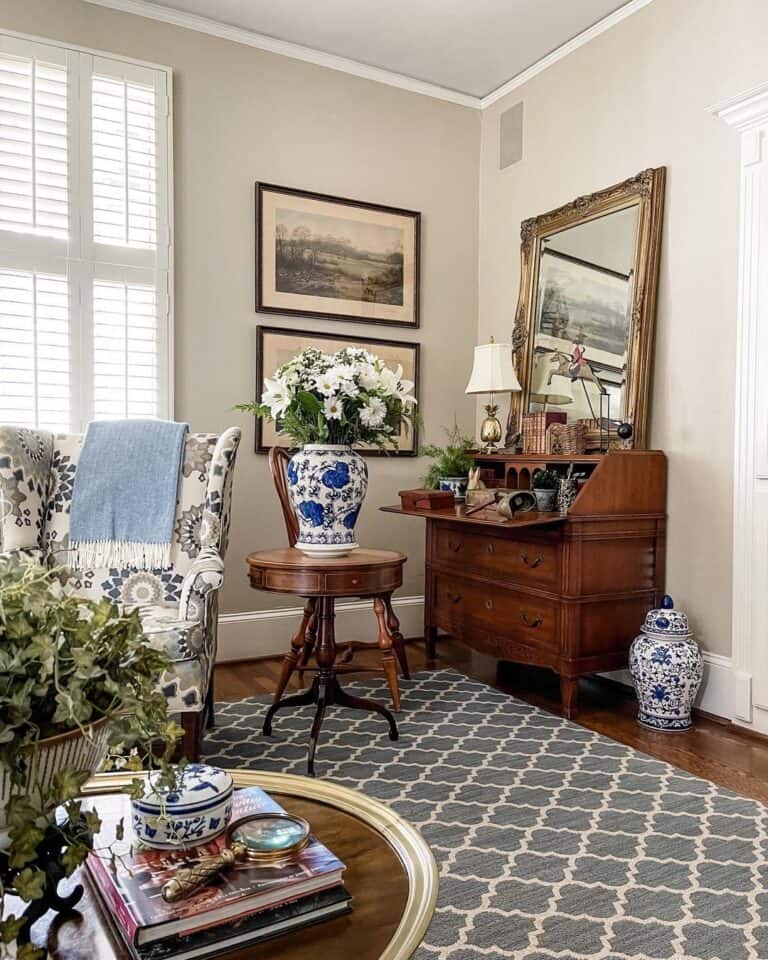 Slant Top Farmhouse Desk with Drawers