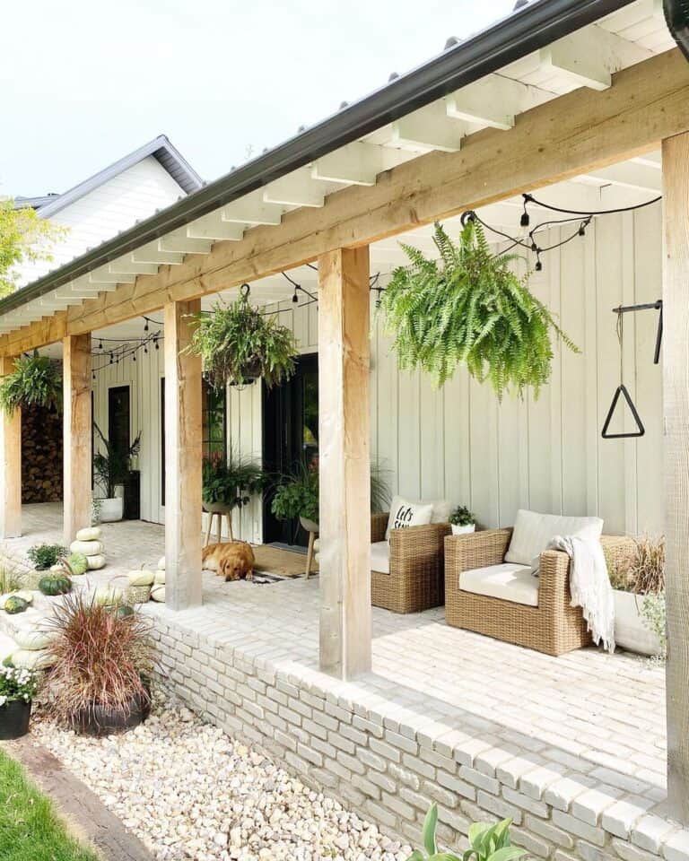 Brick Porch with Board and Batten Siding