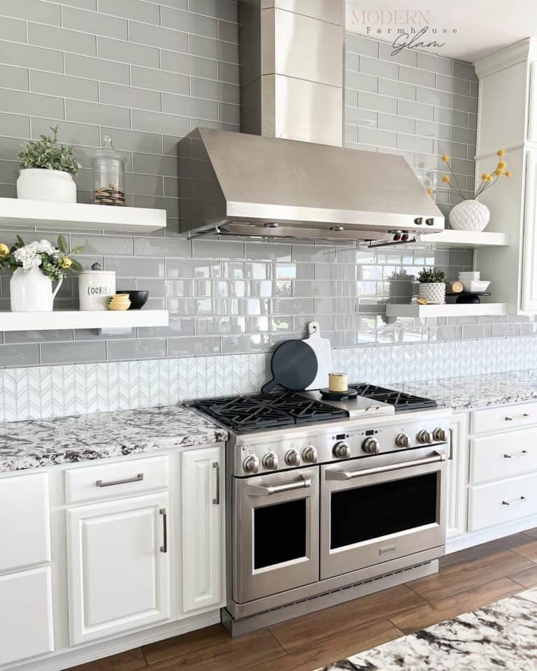 Gray and White Kitchen Combines Modern with Rustic