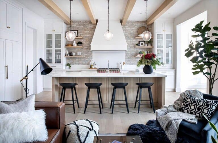Living Room Combines with Modern Kitchen Area