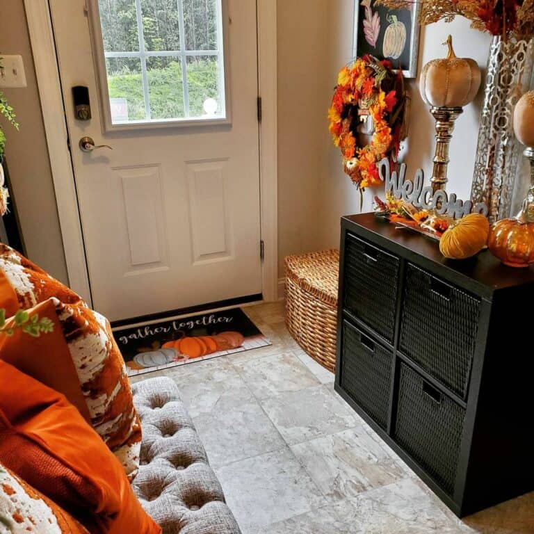 Entryway with Black Cube Shelf
