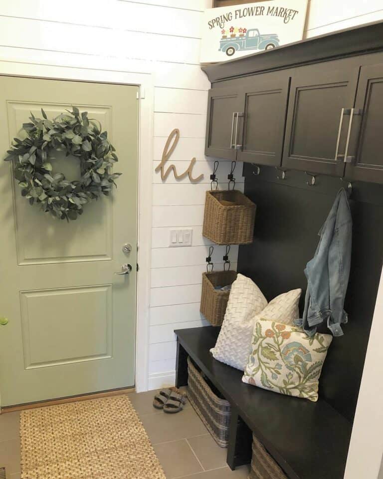 Black Mudroom Locker with Nickel Hardware