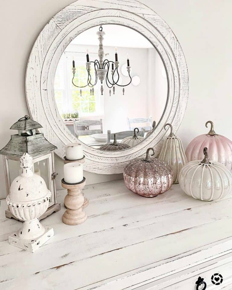 Pink and Silver Mini Pumpkin Decorations