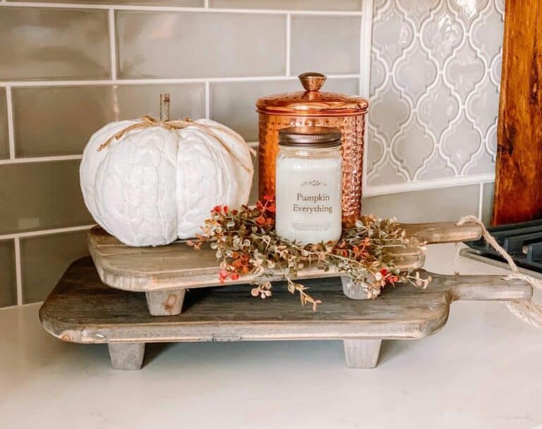 Copper Jar Paired with Wood Kitchen Tray