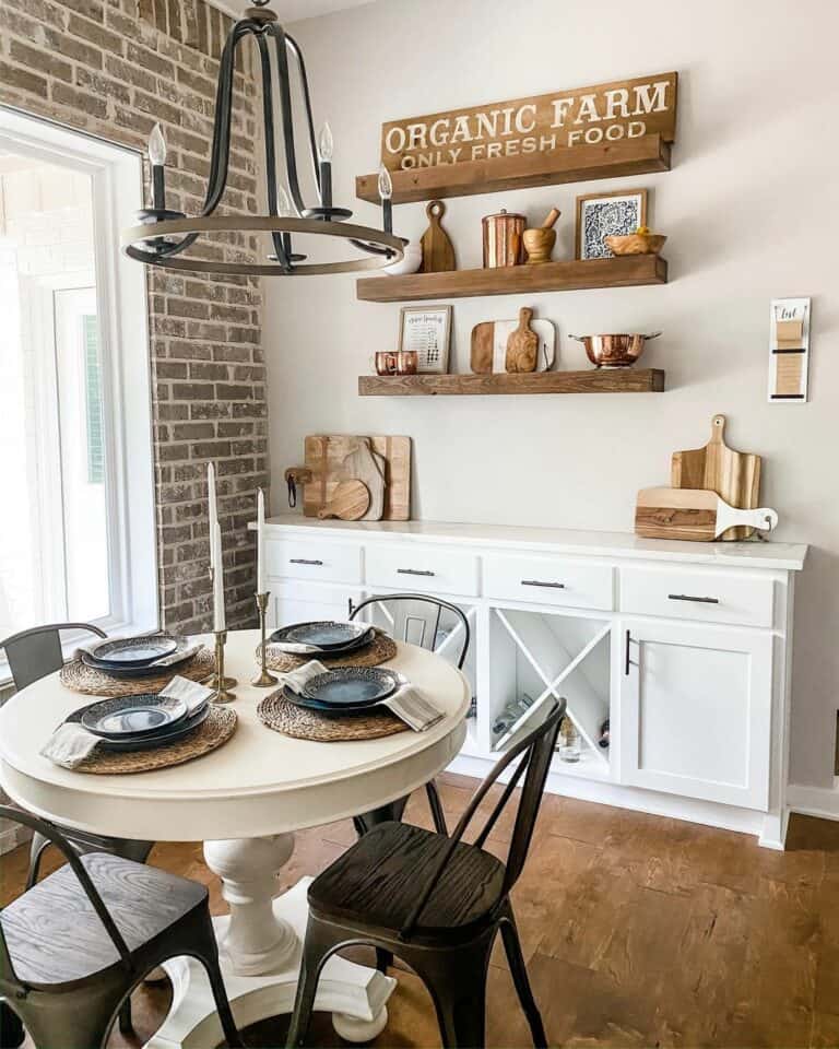Floating Shelves with Copper Kitchen Accessories