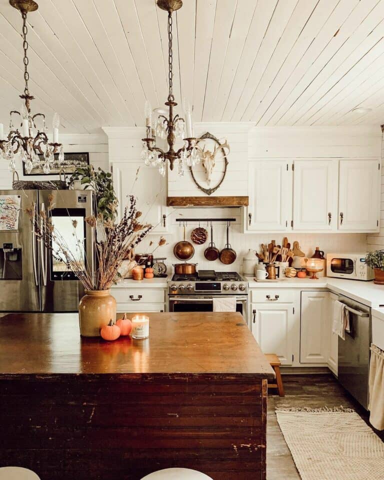 Rustic Farmhouse Kitchen with Copper Accessories